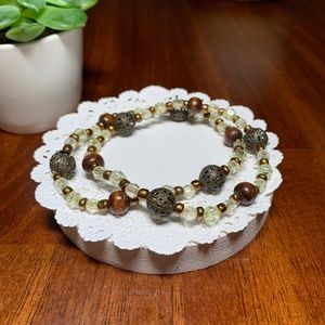 Set of 2 Multi Beaded Layering Bracelets